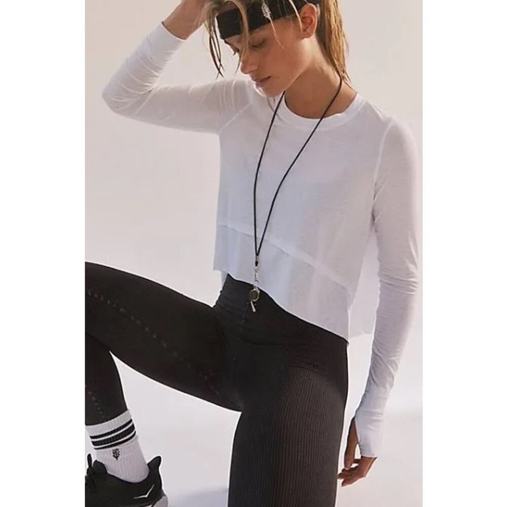 White Free People Movement tempo long sleeved tee S